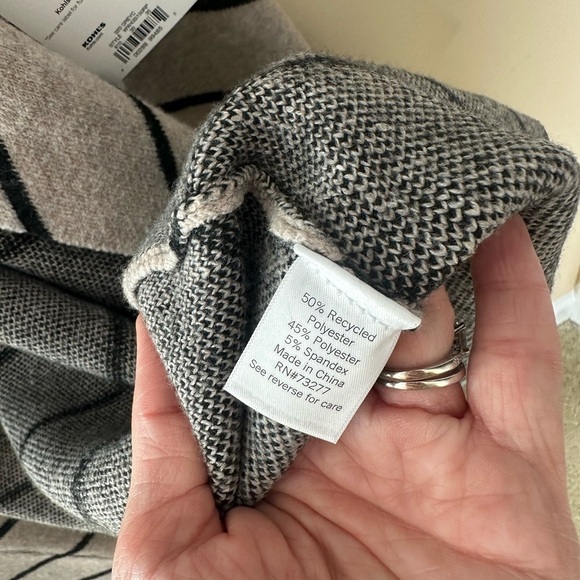 Nine West Women's Clean Collar Coatigan Sweater tan black stripe  Size XS NWT - Picture 6 of 7